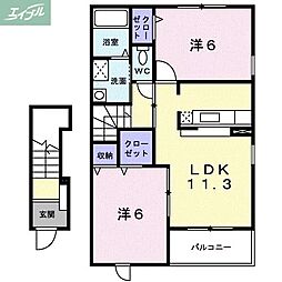 ア・ラ・モード2 2LDKの間取図画像
