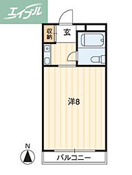 アルファ清心町1 1Kの間取図画像