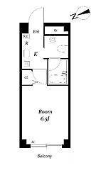 八事ガーデンヒルズ西館 1Kの間取図画像