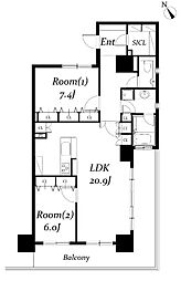 ロイヤルパークス千種 2LDKの間取図画像