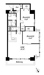 ROSETOWER元今泉 2LDKの間取図画像