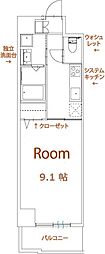 パラシオン車道西館 1Kの間取図画像