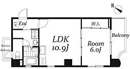 フォレストコート四ツ木 1LDKの間取図画像