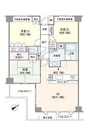 リーベスト上大岡 3LDKの間取図画像