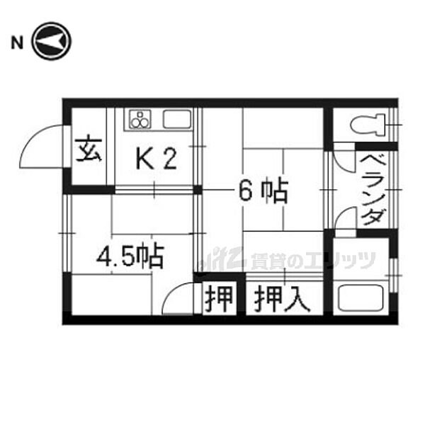 藤栄荘 2-9｜京都府京都市西京区樫原久保町(賃貸アパート2DK・2階・34.30㎡)の写真 その2