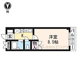京阪本線 丹波橋駅 徒歩3分の賃貸マンション 1階1Kの間取り