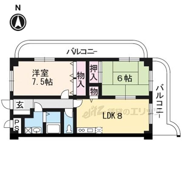 プレステージ 301｜京都府京都市西京区樫原硲町(賃貸マンション2LDK・3階・54.00㎡)の写真 その2