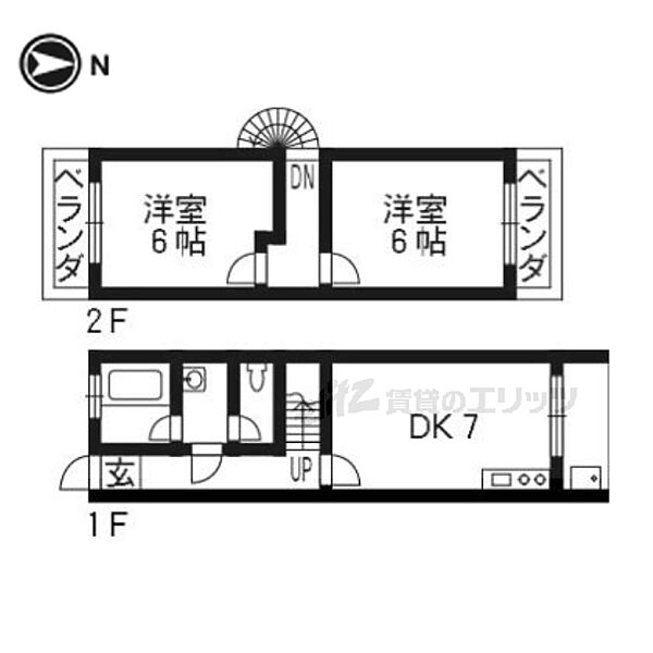 岩田様下津林貸家 ｜京都府京都市西京区下津林北浦町(賃貸一戸建2DK・2階・48.17㎡)の写真 その2