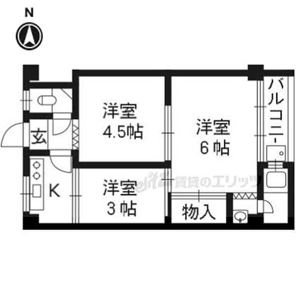 京都府京都市右京区西京極南大入町(賃貸マンション3K・2階・27.54㎡)の写真 その2