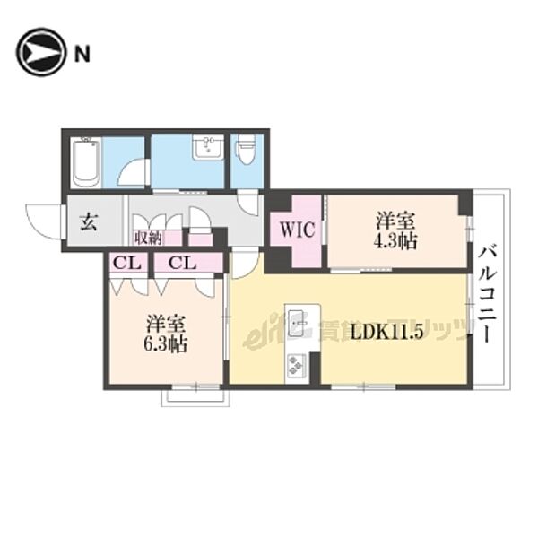 Ｈｅｒｉｔａｇｅ洛南東寺 205｜京都府京都市南区八条内田町(賃貸マンション2LDK・2階・56.47㎡)の写真 その2