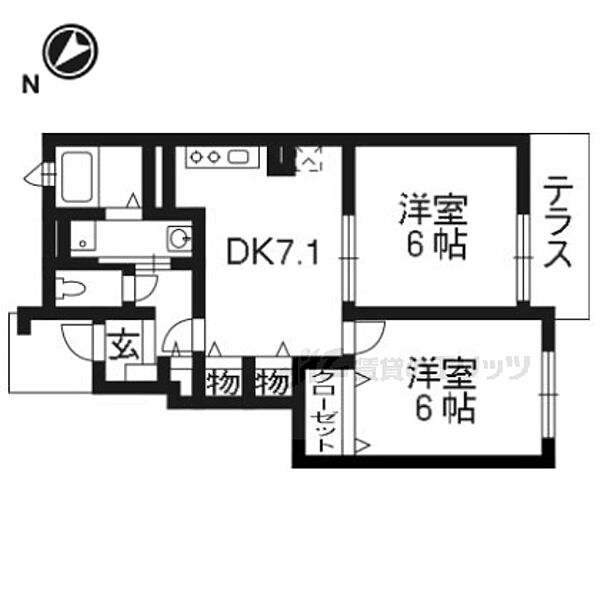 京都府京都市伏見区横大路畔ノ内(賃貸アパート2DK・1階・45.89㎡)の写真 その2