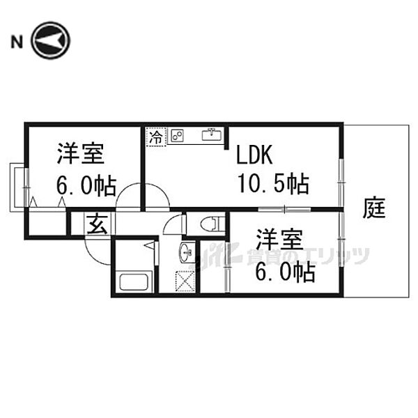 アゼリア桂川 102｜京都府京都市西京区上桂前川町(賃貸アパート2LDK・1階・50.40㎡)の写真 その2