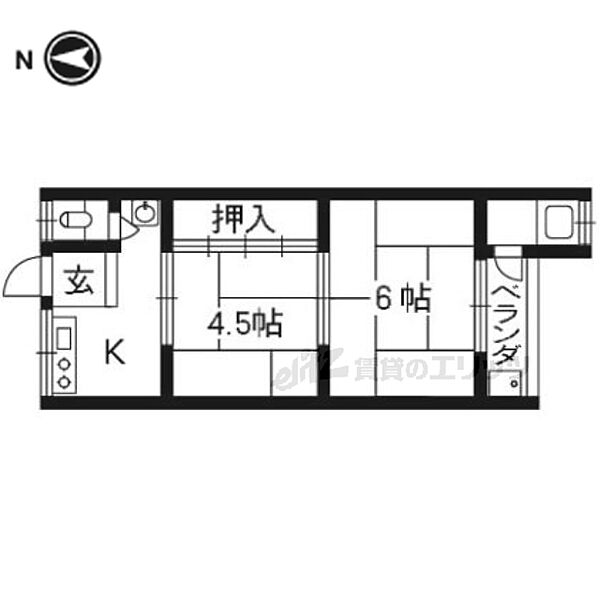 今里ハウス 107｜京都府長岡京市今里５丁目(賃貸アパート2K・2階・29.70㎡)の写真 その2