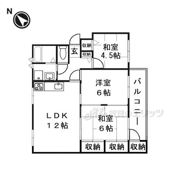 竹の台団地D3棟 ｜京都府長岡京市竹の台(賃貸マンション3LDK・5階・62.60㎡)の写真 その2