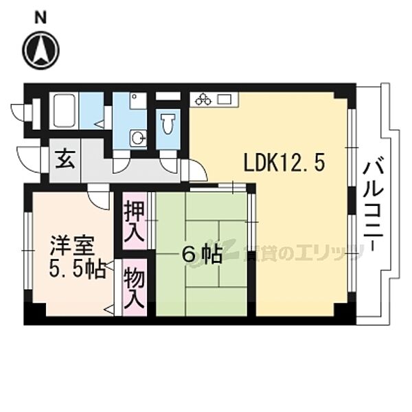 Ｋグランド樋爪 303｜京都府向日市上植野町樋爪(賃貸マンション2LDK・3階・55.20㎡)の写真 その2