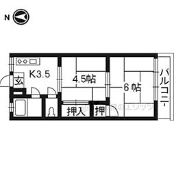 JR東海道・山陽本線 西大路駅 徒歩15分の賃貸マンション 3階2Kの間取り