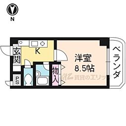 阪急京都本線 西京極駅 徒歩5分の賃貸マンション 2階1Kの間取り