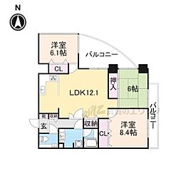 カルム長岡京 3LDKの間取図画像