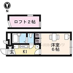 京阪本線 藤森駅 徒歩8分の賃貸アパート 1階1Kの間取り