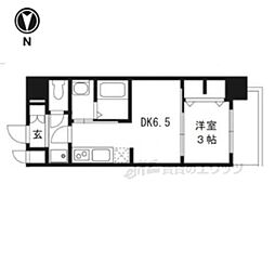 京都市営烏丸線 十条駅 徒歩5分の賃貸マンション 4階1DKの間取り