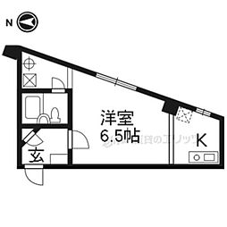 サイラスノーム京都 4階1Kの間取り