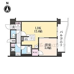 アスヴェル京都西大路SOUTH 1LDKの間取図画像