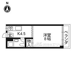 三宅マンション 1Kの間取図画像