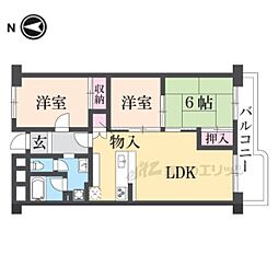 ハイム伏見A棟 3LDKの間取図画像