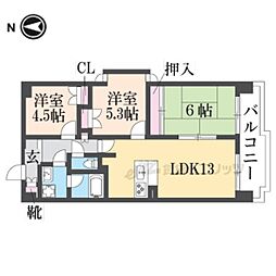 ミドレスト唐橋 3LDKの間取図画像