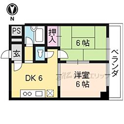 第20洛西ハイツ久我 2DKの間取図画像