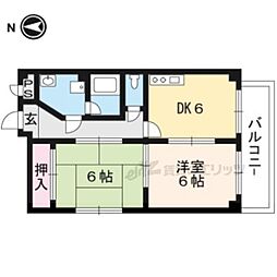 ラーク安田 2DKの間取図画像