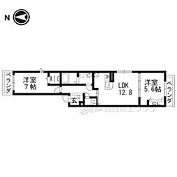サンライズいのうち 2LDKの間取図画像