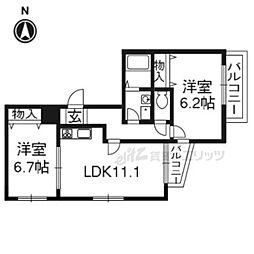 グレースコート山崎 2LDKの間取図画像