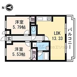 シェ・ラ・メール 2LDKの間取図画像