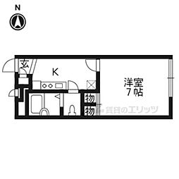 レオパレスヒラモリ 1Kの間取図画像