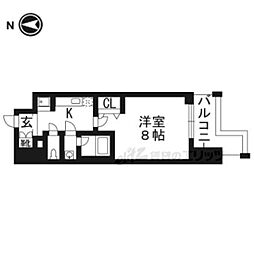 ベラジオ五条堀川2 1Kの間取図画像