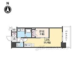ソルテラスKYOTO西大路 瑠 1LDKの間取図画像