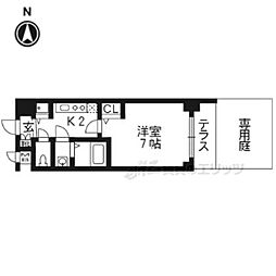 プレサンス京都五条天使突抜 1Kの間取図画像