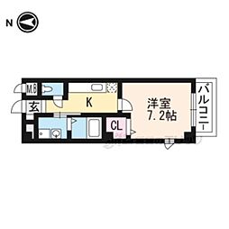 ヌウボー塩小路 1Kの間取図画像