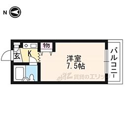 ヤングビレッジ嵯峨 ワンルームの間取図画像