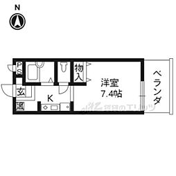 サーティフル新二条 1Kの間取図画像