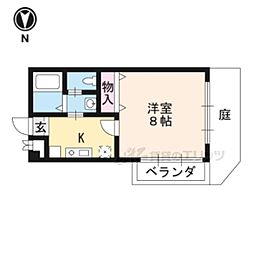 ララ東山 1Kの間取図画像