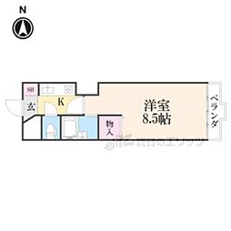 シティコアサーティ朱雀 1Kの間取図画像