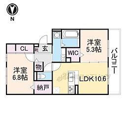 D-ROOM嵯峨嵐山 2LDKの間取図画像