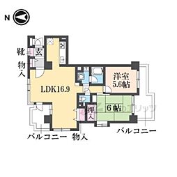 ライトコート嵯峨 2LDKの間取図画像