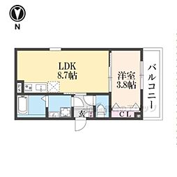 (仮称)ジーメゾン石田ルディア 1LDKの間取図画像
