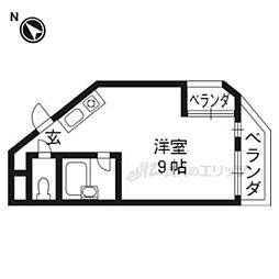 ノアーズアーク観月橋 1Kの間取図画像