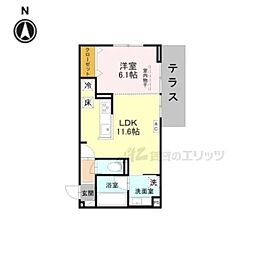 ノースガーデンM 1LDKの間取図画像