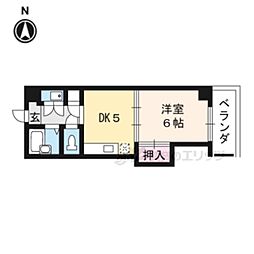 シェルブリュー四条大宮 1DKの間取図画像