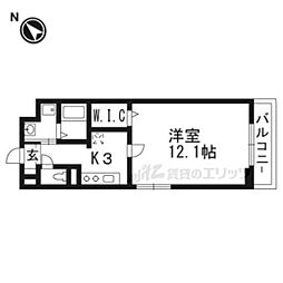 メゾンソレイユ友岡 1Kの間取図画像